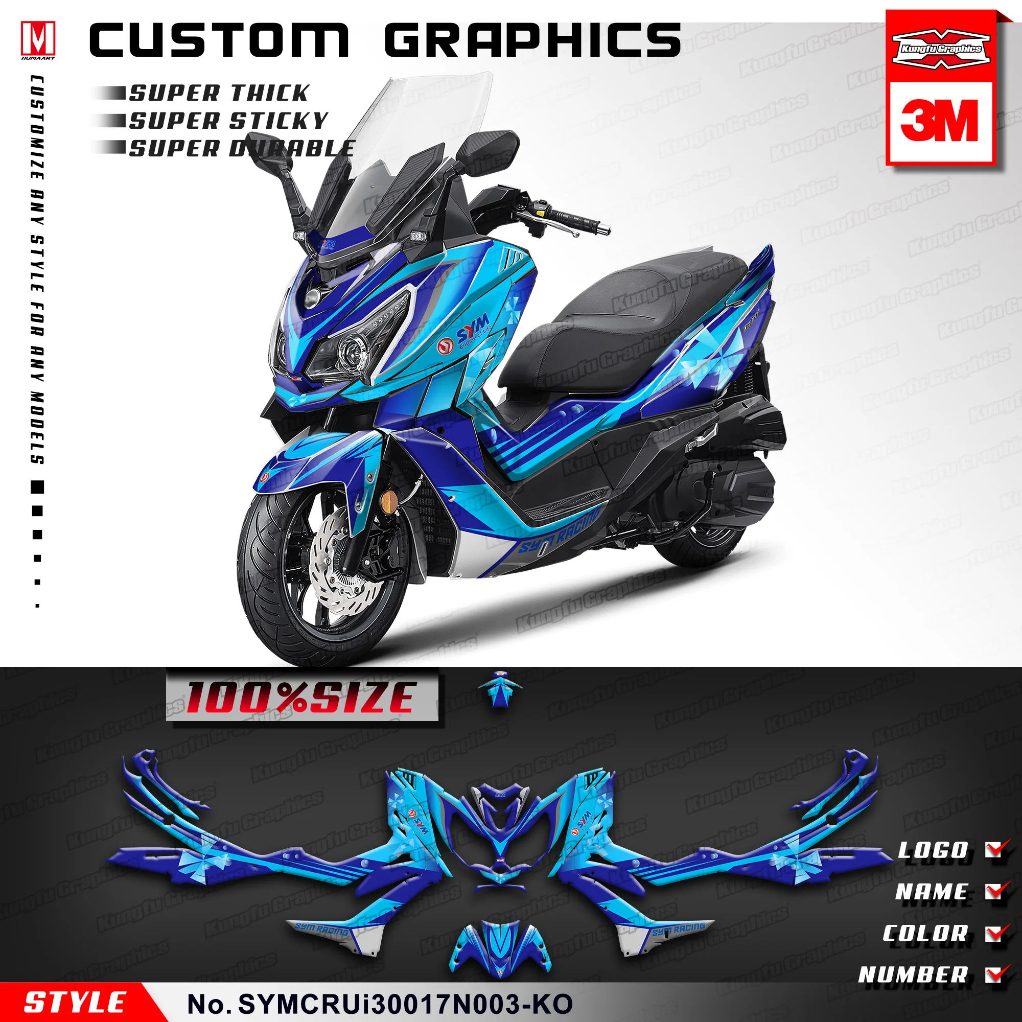 KUNGFU GRAPHICS Motorcycle Stickers Personalised Decals for SYM Cruisym 300 2017 2018 2019 2020 2021, Blue
KUNGFU GRAPHICS Motorcycle Stickers Personalised Decals for SYM Cruisym 300 2017 2018 2019 2020 2021, Blue