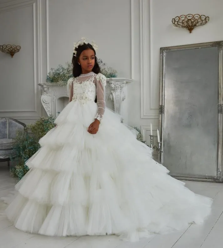Gorgeous Long Sleeves First Communion Dress Little Princess Ivory White Wedding Gown Flower Girl Dress Longo
Gorgeous Long Sleeves First Communion Dress Little Princess Ivory White Wedding Gown Flower Girl Dress Longo
