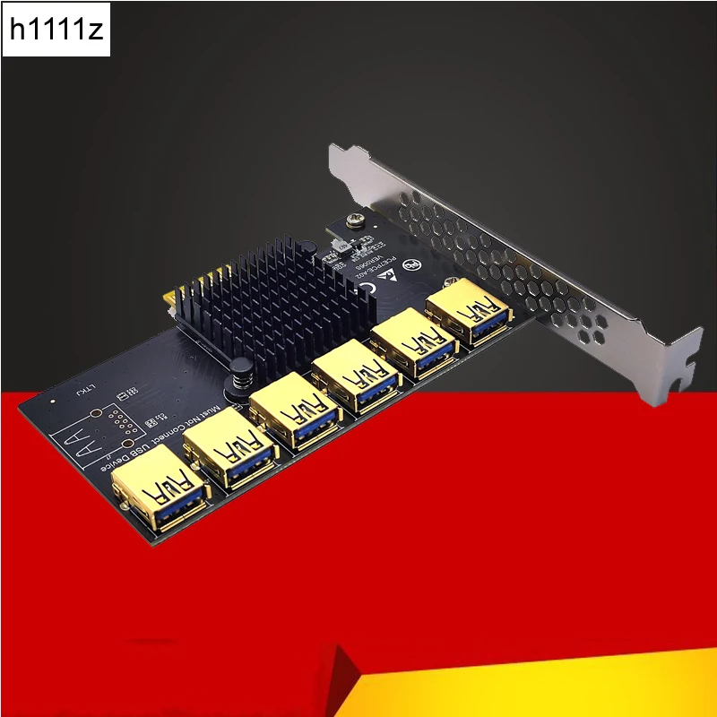 PCI Express Multiplier PCIE 1 to 6 USB3.0 Riser Card for PCI Express X16 Riser Graphic Card ETH Bitcoin Miner Mining Add on Card
PCI Express Multiplier PCIE 1 to 6 USB3.0 Riser Card for PCI Express X16 Riser Graphic Card ETH Bitcoin Miner Mining Add on Card