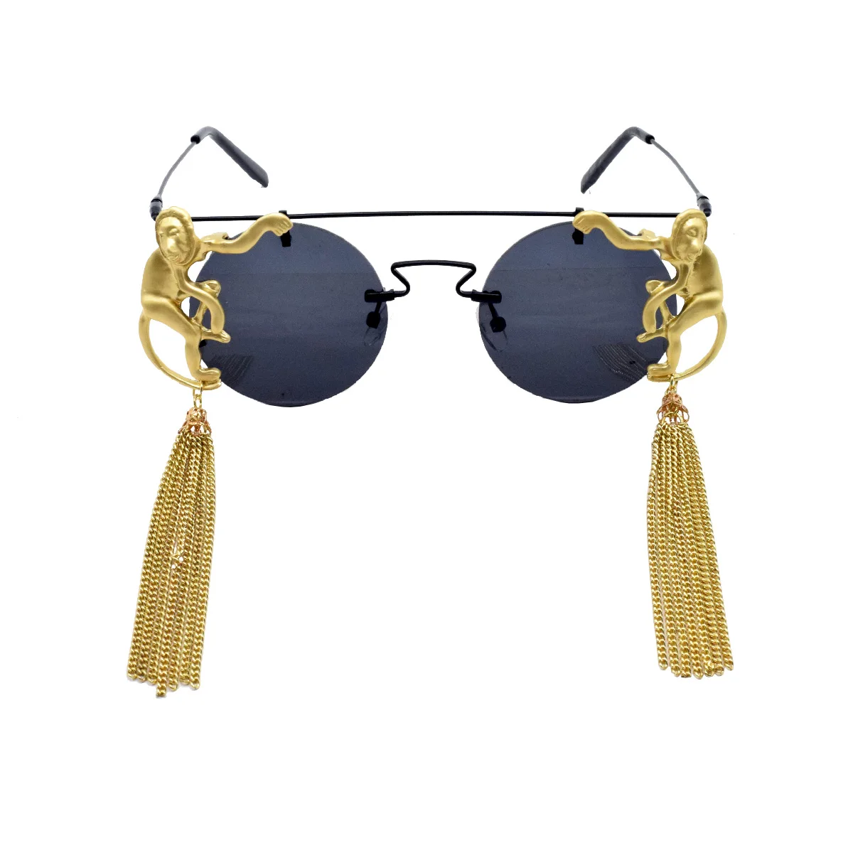 Fashion round black Sunglasses Women creative personality metalTassel Sunglasses Glasses Shades UV400 accessories
Fashion round black Sunglasses Women creative personality metalTassel Sunglasses Glasses Shades UV400 accessories