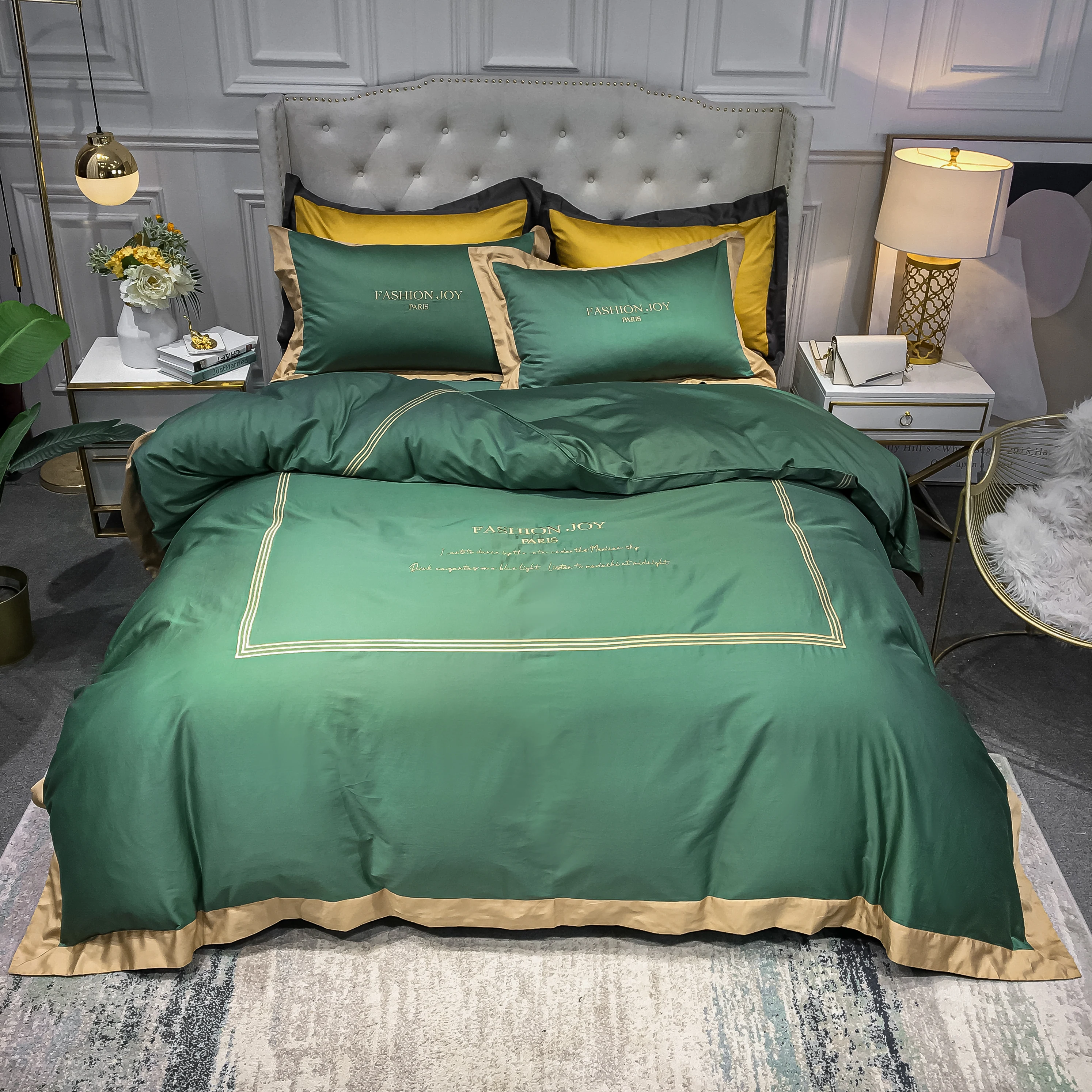 2022 New Four-piece Bedding Long-staple Cotton Embroidered Double Household Bed Sheet Quilt Cover Light Luxury Style Green Color
2022 New Four-piece Bedding Long-staple Cotton Embroidered Double Household Bed Sheet Quilt Cover Light Luxury Style Green Color