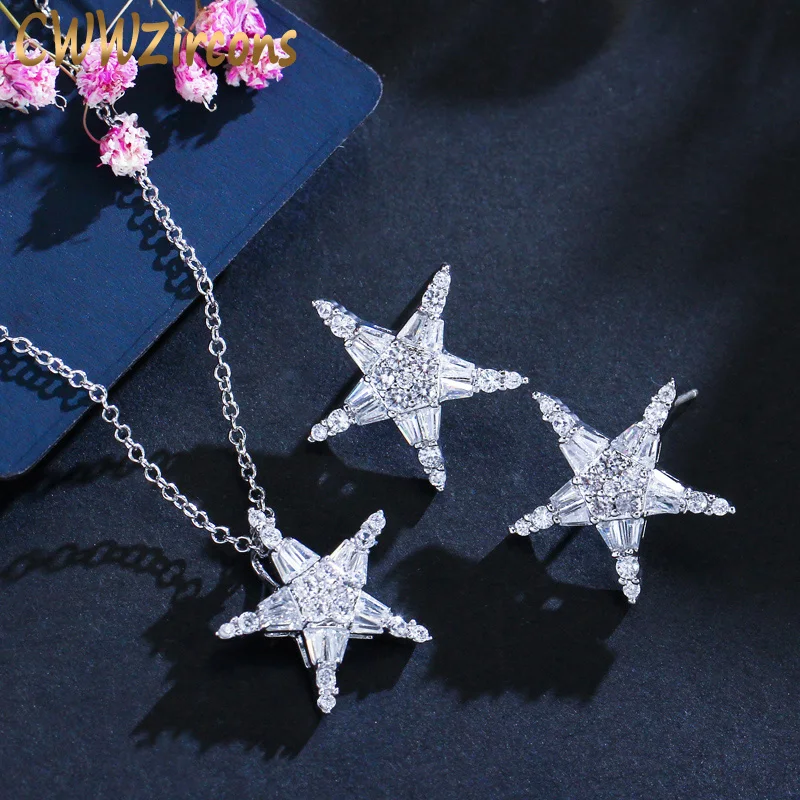 CWWZircons White Cubic Zircon Setting Lucky Star Earring and Necklace Jewelry Sets for Women Trendy Korean Style Design T175
CWWZircons White Cubic Zircon Setting Lucky Star Earring and Necklace Jewelry Sets for Women Trendy Korean Style Design T175