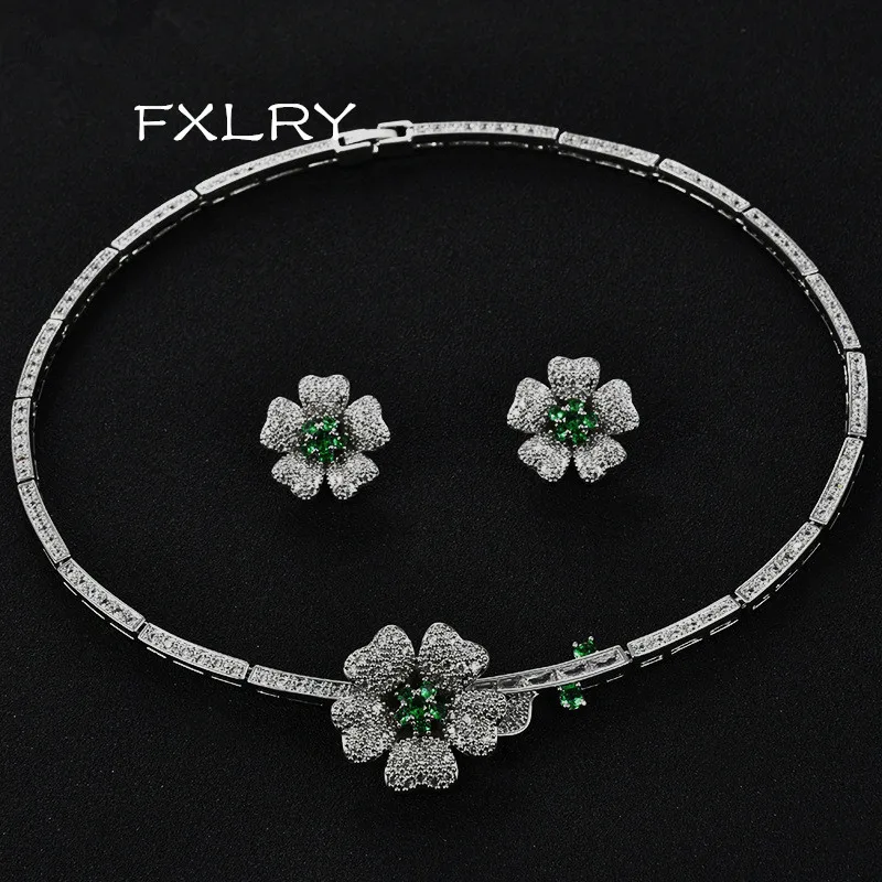FXLRY Elegant Micro Inlay AAA+ Cubic Zircon Clear Crystal Flowers Necklaces Earring For Wedding Bride Jewelry Sets Multicolor O
FXLRY Elegant Micro Inlay AAA+ Cubic Zircon Clear Crystal Flowers Necklaces Earring For Wedding Bride Jewelry Sets Multicolor O