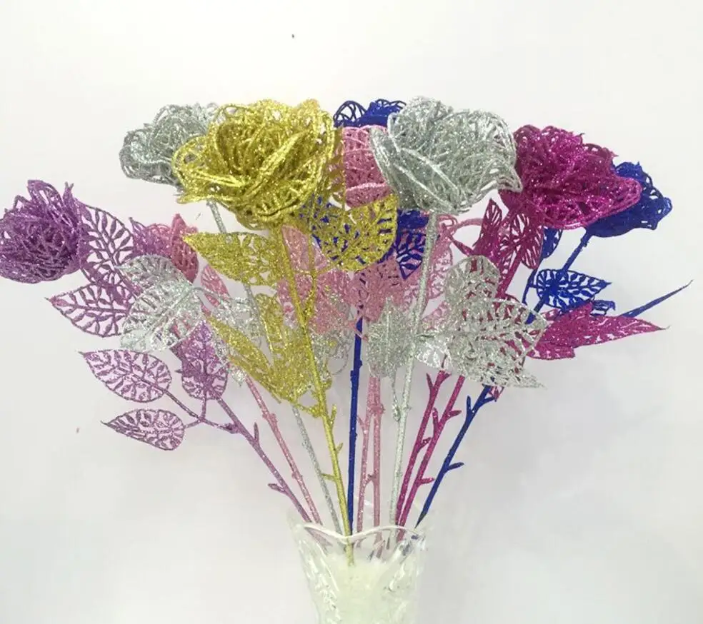 30pcs Artificial Glitter Powder Rose Flower For Flower Arrangement Accessories Wedding Christmas Party Home Garden Decoration
30pcs Artificial Glitter Powder Rose Flower For Flower Arrangement Accessories Wedding Christmas Party Home Garden Decoration