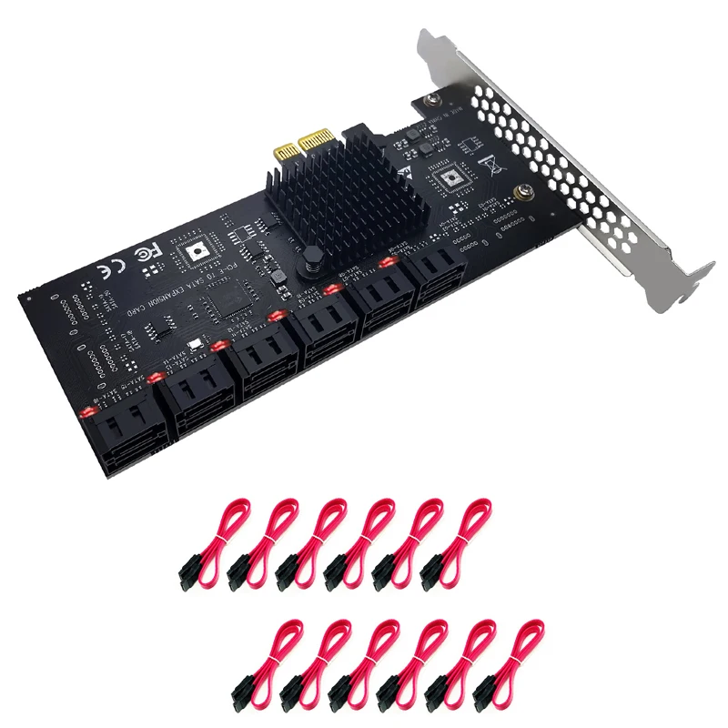 PCIe SATA Card SATA Controller 12 Port With 12 SATA3.0 Cable PCI Express X1 SATA3 6Gbps SATA PCI-E Adapter Riser for Chia Mining
PCIe SATA Card SATA Controller 12 Port With 12 SATA3.0 Cable PCI Express X1 SATA3 6Gbps SATA PCI-E Adapter Riser for Chia Mining