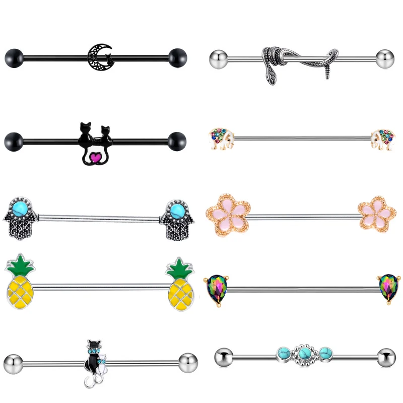 Black Cat 14g Industrial Piercing Barbell Surgical Steel Cartilage Earrings CZ Crystal Ferido Industrial Earring Body Jewelry
Black Cat 14g Industrial Piercing Barbell Surgical Steel Cartilage Earrings CZ Crystal Ferido Industrial Earring Body Jewelry
