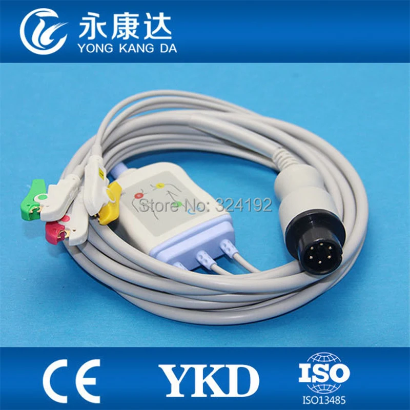 2pcs/lot Free shipping for Generic AAMI 6pin one piece 3 Lead ECG cable with leadwires clip,1k resistance
2pcs/lot Free shipping for Generic AAMI 6pin one piece 3 Lead ECG cable with leadwires clip,1k resistance