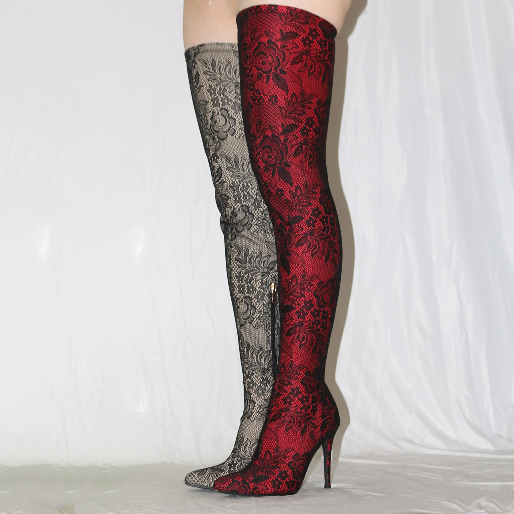 Super Sexy Gauzy Flower Lace Sock Boots Stretch Thigh Boots Thin Heels over the Knee Boots Ladies Spring Side zipper Long Boots
Super Sexy Gauzy Flower Lace Sock Boots Stretch Thigh Boots Thin Heels over the Knee Boots Ladies Spring Side zipper Long Boots