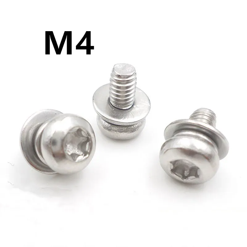 100PCS M4x8/10/12/14/16/20/25/35/40mm GB2672 Stainless steel pan head torx screw six-lobe machine three combination sems screws
100PCS M4x8/10/12/14/16/20/25/35/40mm GB2672 Stainless steel pan head torx screw six-lobe machine three combination sems screws