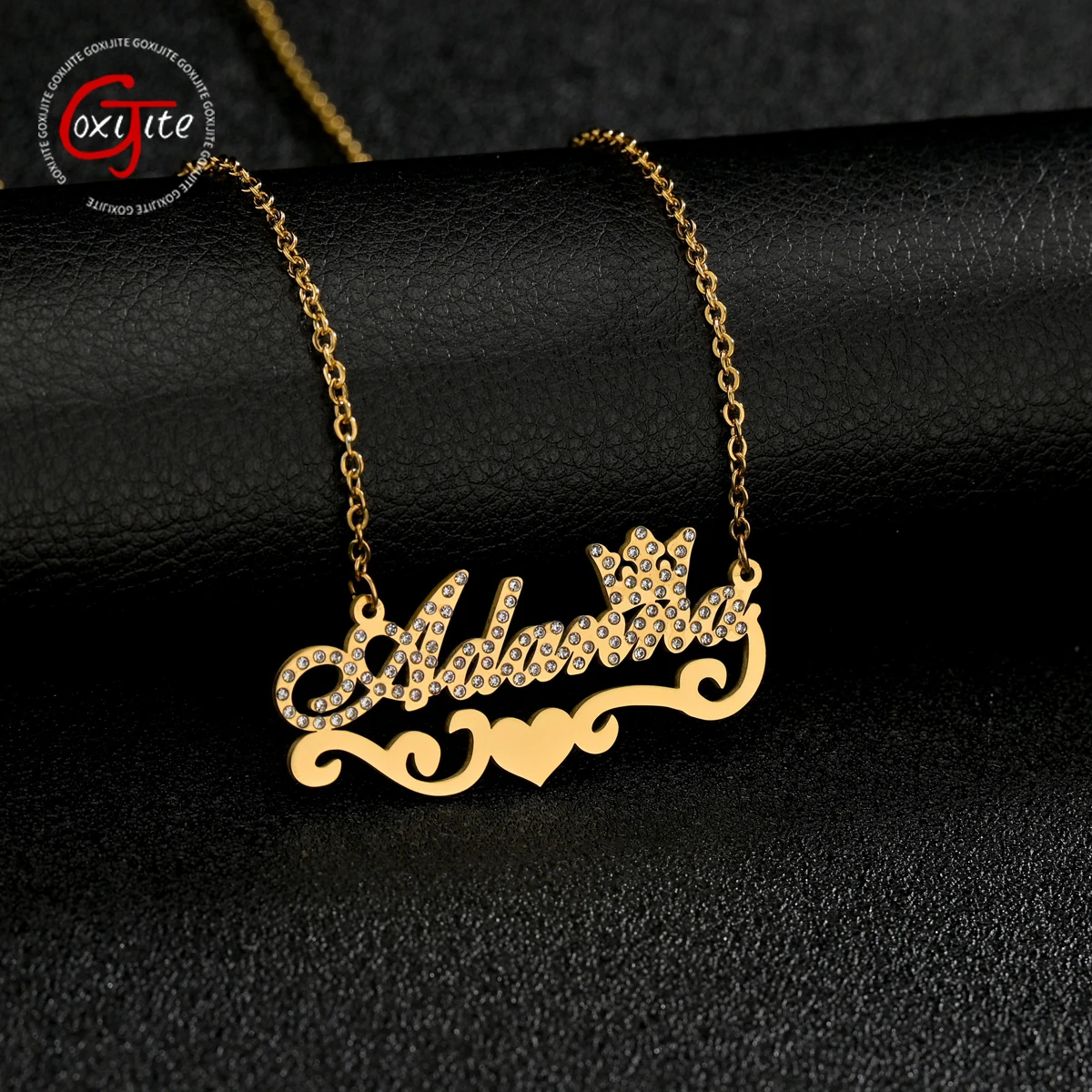 Goxijite Custom Name Crown Necklace Full Stone Letter Necklaces For Women Stainless Steel Personalized Rhinestones Jewelry Gift
Goxijite Custom Name Crown Necklace Full Stone Letter Necklaces For Women Stainless Steel Personalized Rhinestones Jewelry Gift