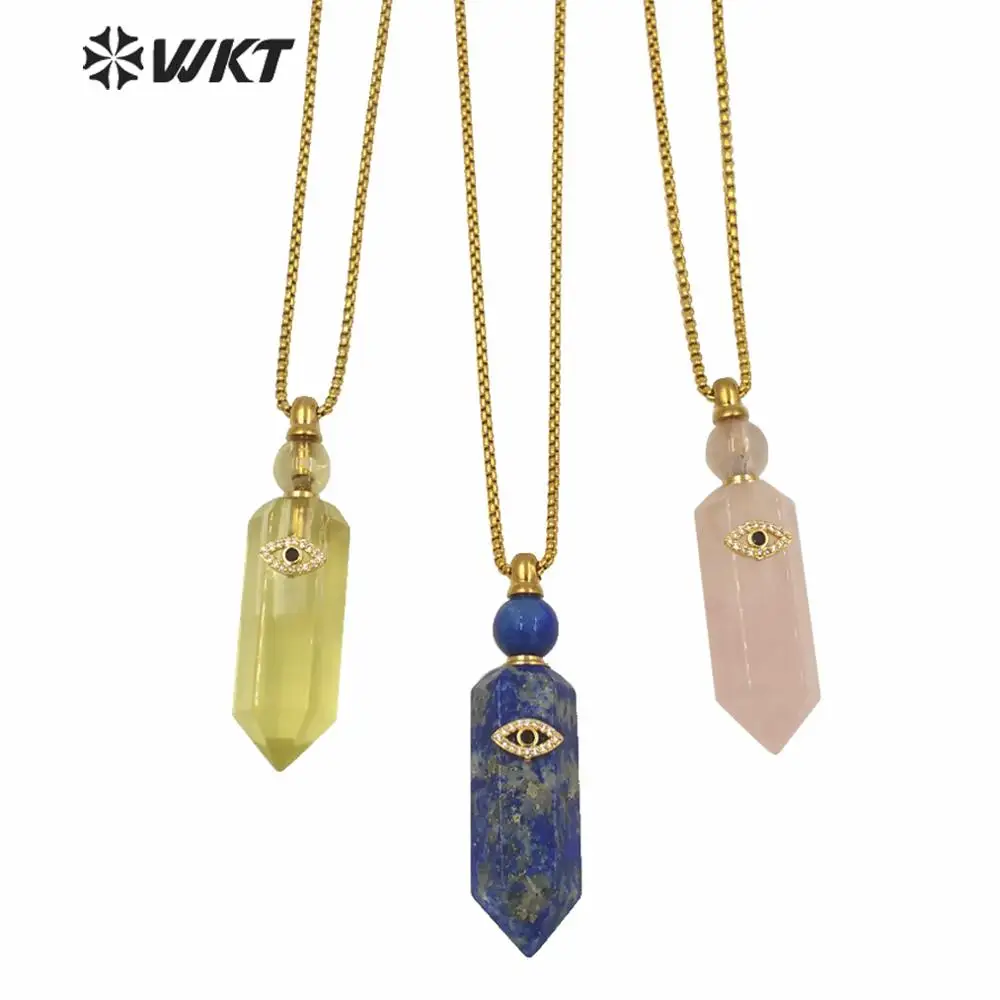 WT-N1248 WKT Natural Stone Women Perfume Bottle Necklace Evil Eye Charm Color Link Chain Essential Oil Bottle Necklace
WT-N1248 WKT Natural Stone Women Perfume Bottle Necklace Evil Eye Charm Color Link Chain Essential Oil Bottle Necklace