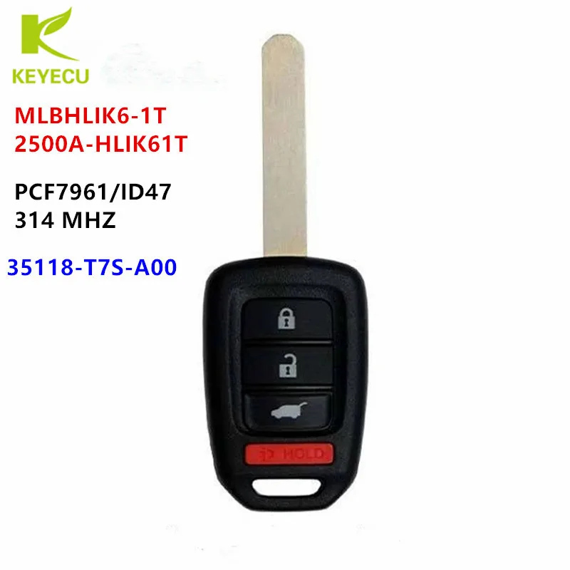 KEYECU Replacement Remote Head Key FOB 313.8 MHz PCF7961 for HONDA CR-V 2014-2016 HR-V 2016-2020 35118-T0A-A30 / MLBHLIK6-1T
KEYECU Replacement Remote Head Key FOB 313.8 MHz PCF7961 for HONDA CR-V 2014-2016 HR-V 2016-2020 35118-T0A-A30 / MLBHLIK6-1T