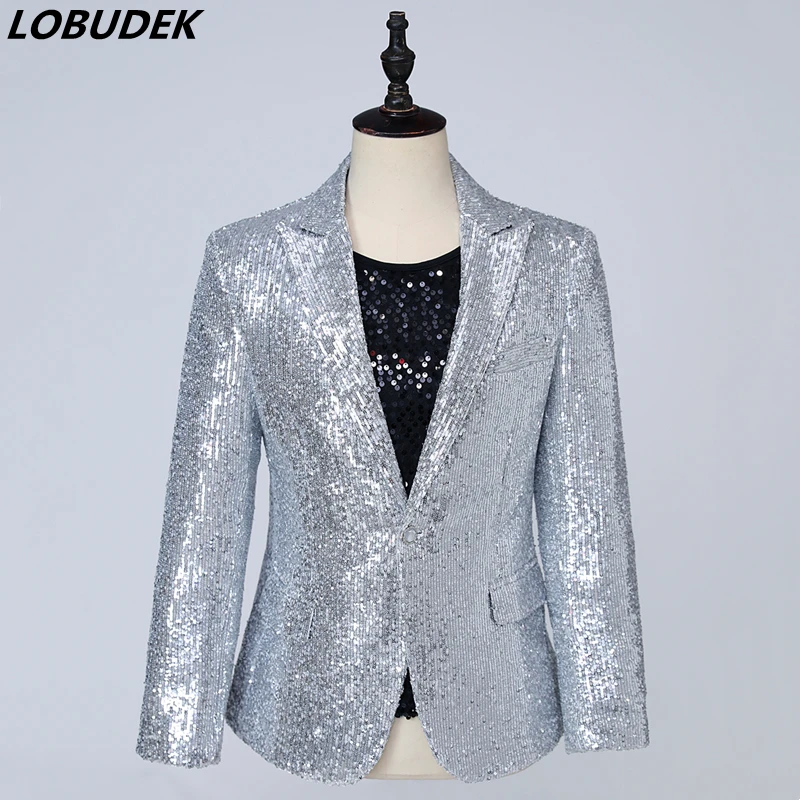 Bar Male Singer Silver Sequins Suit Jackets Concert Stage Performance Shiny Loose Coat Evening Party Host Tuxedo Dance Costume
Bar Male Singer Silver Sequins Suit Jackets Concert Stage Performance Shiny Loose Coat Evening Party Host Tuxedo Dance Costume