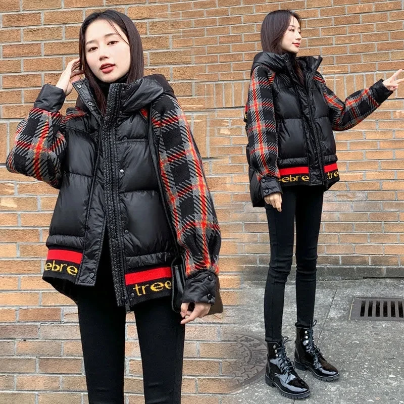 2021 New Women's Down Cotton Winter Coat Parka Loose Short Down Padded Plaid Stitching Hooded Warm Down Cotton Parkas Jacket
2021 New Women's Down Cotton Winter Coat Parka Loose Short Down Padded Plaid Stitching Hooded Warm Down Cotton Parkas Jacket