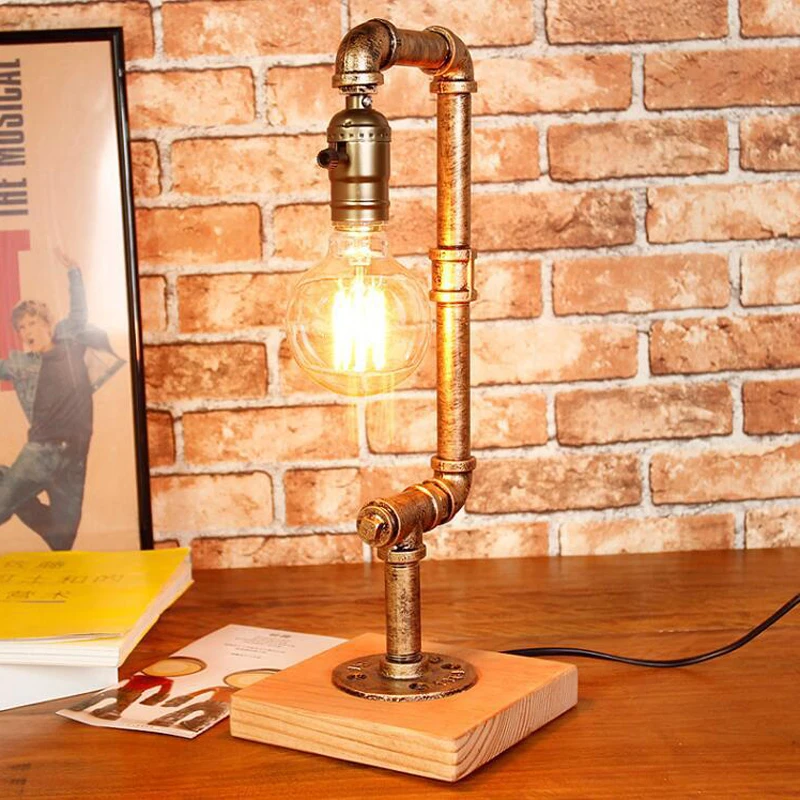Retro Industrial Iron Wood Table Lamp Steam Punk Light E27 Switching Light Cafe Bar Decorative Study Desk Light
Retro Industrial Iron Wood Table Lamp Steam Punk Light E27 Switching Light Cafe Bar Decorative Study Desk Light