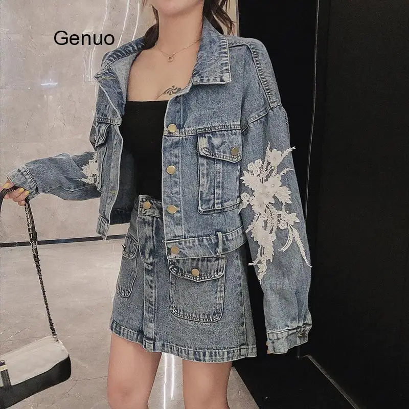 Denim 2piece Set Women Embroidery Single Breasted Short Jackets+High Waist Mini Skirts Street Style Two Piece Pants Set Women
Denim 2piece Set Women Embroidery Single Breasted Short Jackets+High Waist Mini Skirts Street Style Two Piece Pants Set Women
