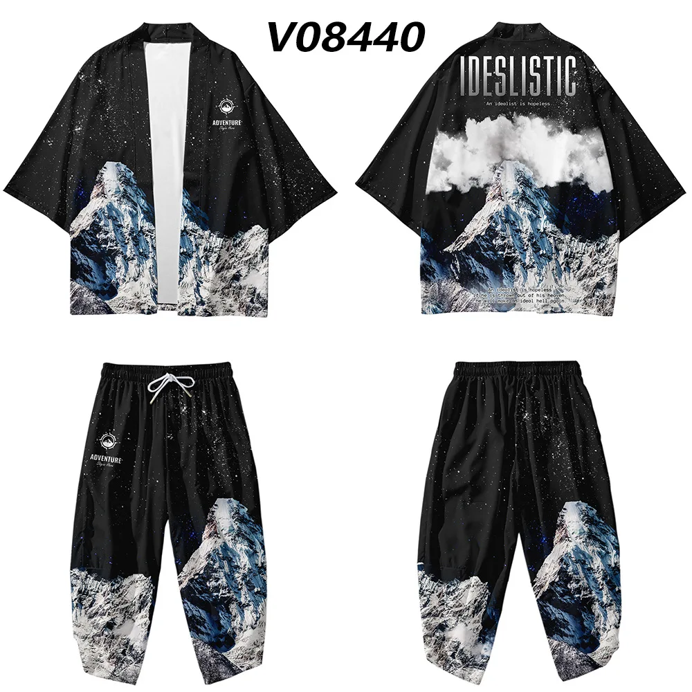 Snow Mountain Print Kimono Couple Japanese Traditional Casual Loose Cardigan And Three-Quarter Pants Set Asian Clothes Harajuku
Snow Mountain Print Kimono Couple Japanese Traditional Casual Loose Cardigan And Three-Quarter Pants Set Asian Clothes Harajuku