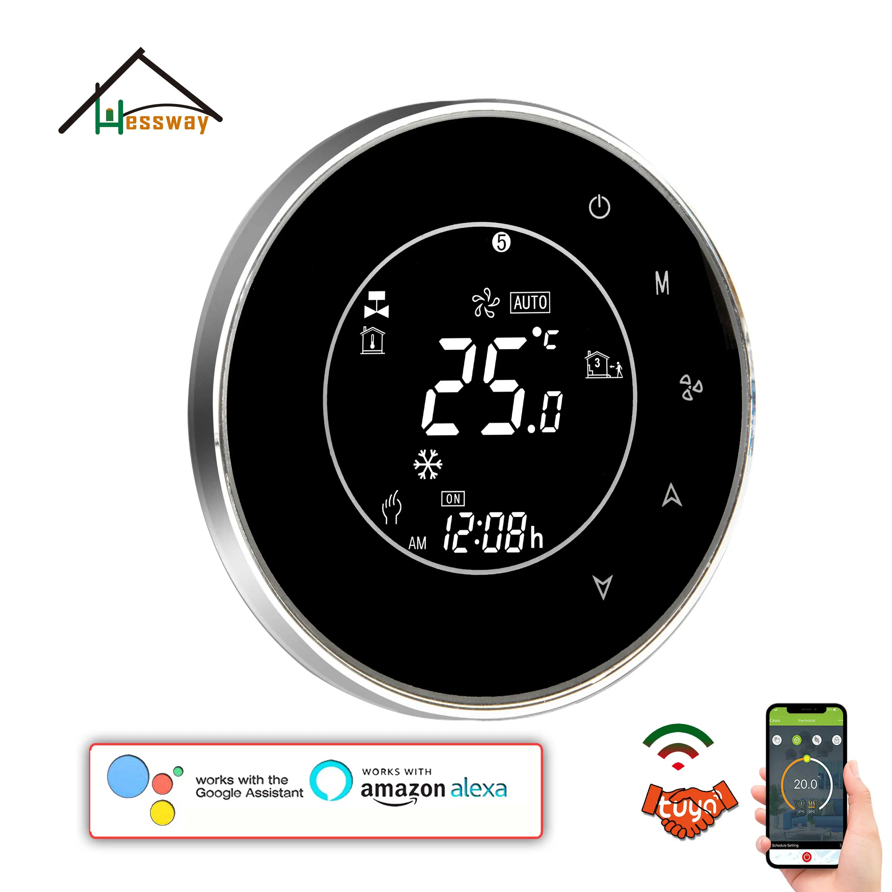 HESSWAY Heater Cooler WIFI Thermostat 24V/95-240VAC for EU Round Mounting Panel Google Smart Life
HESSWAY Heater Cooler WIFI Thermostat 24V/95-240VAC for EU Round Mounting Panel Google Smart Life
