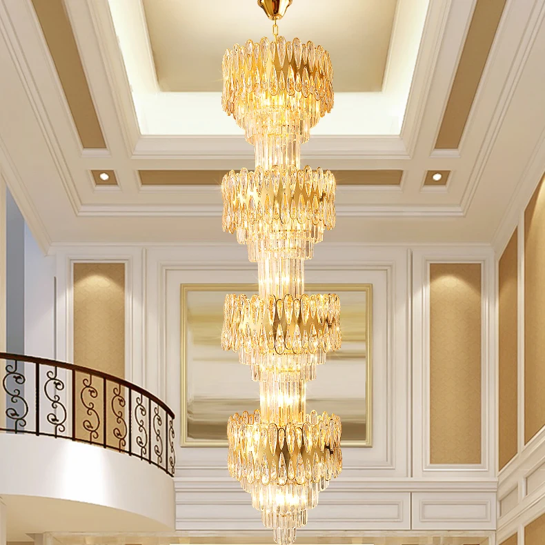 American Modern Golden K9 Crystal Chandeliers European Long Spiral Hanging Lights Fixture Home Indoor Lamps Dia45cm Height240cm
American Modern Golden K9 Crystal Chandeliers European Long Spiral Hanging Lights Fixture Home Indoor Lamps Dia45cm Height240cm