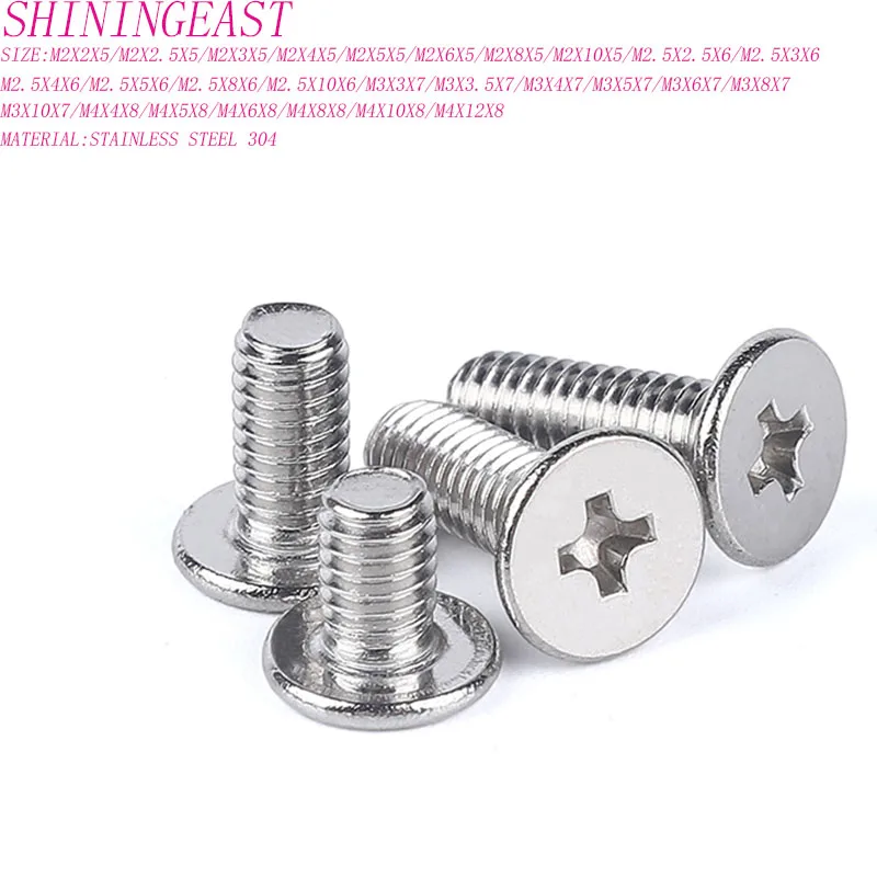100pcs/lot M2M2.5M3M4 stainless steel 304 flat head phillips electronic screw hardware fasteners1002
100pcs/lot M2M2.5M3M4 stainless steel 304 flat head phillips electronic screw hardware fasteners1002
