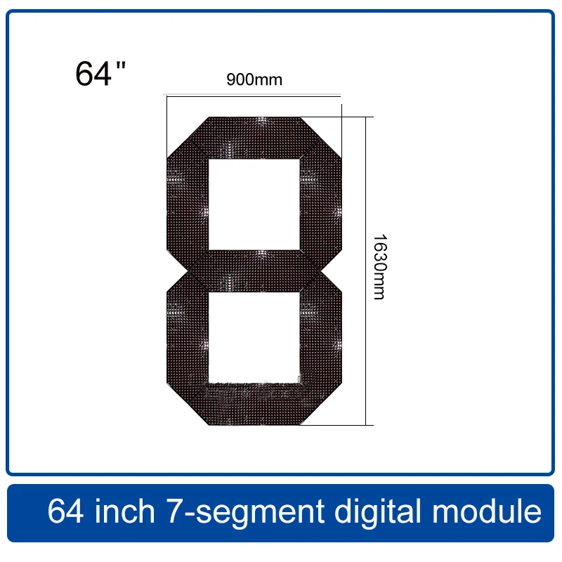 64 Inches 7-Segment of the Number Module,LED clock screen / Oil price screen / Scoreboard,Outdoor highlight waterproof
64 Inches 7-Segment of the Number Module,LED clock screen / Oil price screen / Scoreboard,Outdoor highlight waterproof