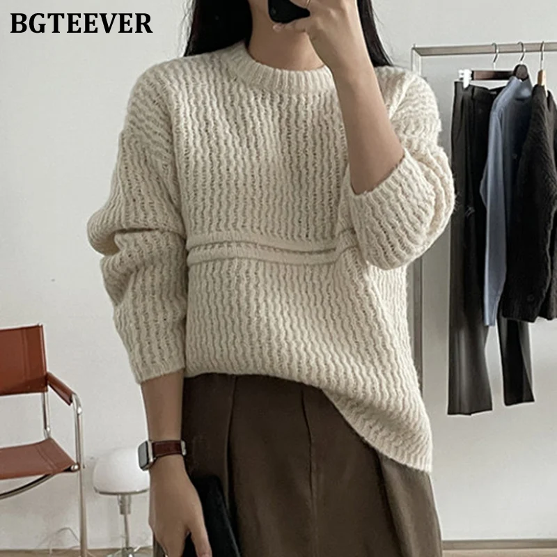 BGTEEVER Stylish Chic O-neck Ladies Knitted Pullovers Winter Full Sleeve Loose Women Sweater Jumpers 2022 Spring
BGTEEVER Stylish Chic O-neck Ladies Knitted Pullovers Winter Full Sleeve Loose Women Sweater Jumpers 2022 Spring