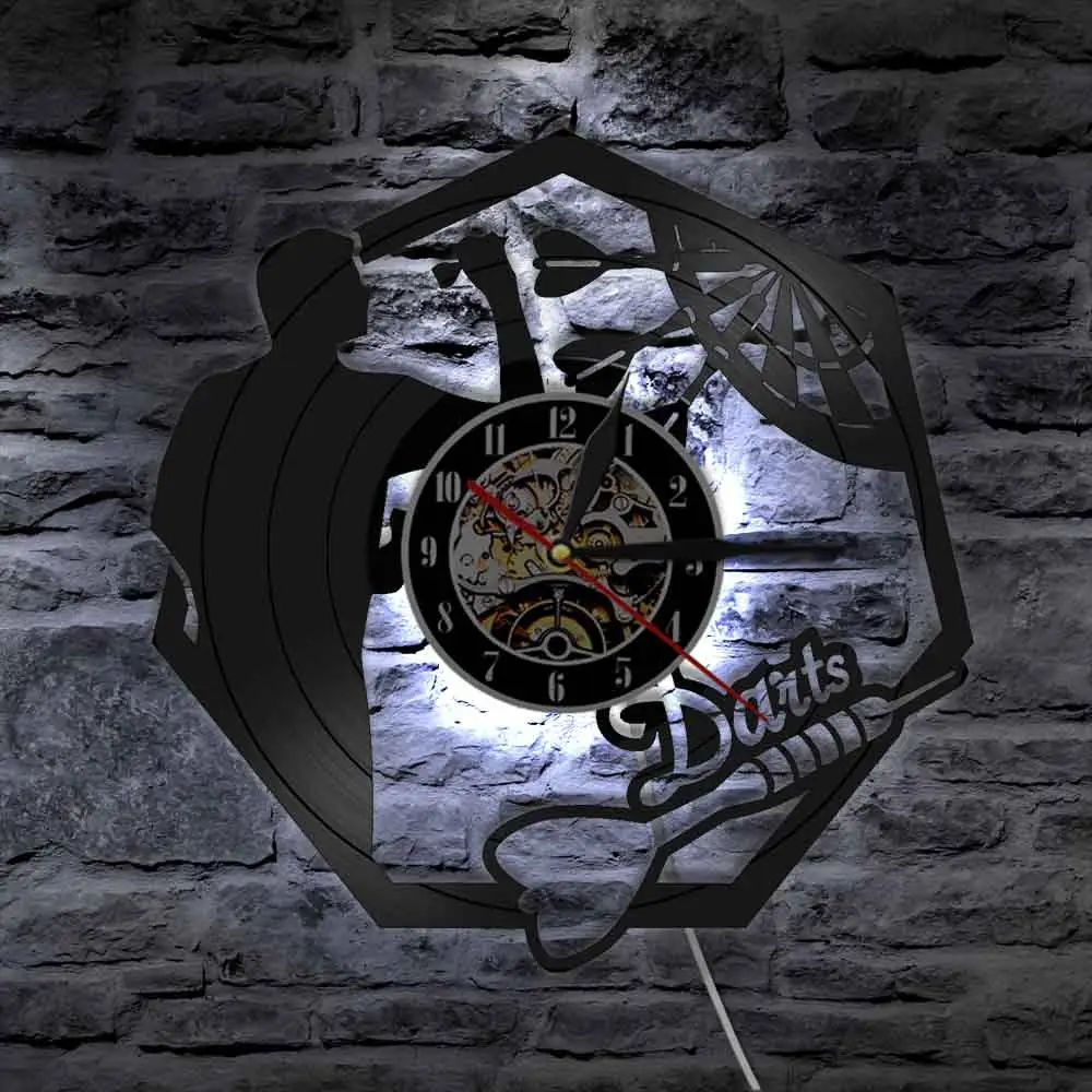 Dart Wall Art Vinyl Record Wall Clock Man Cave Pub Club Game Room Dart Board Decoration Modern Wall Hanging Watch with Backlight
Dart Wall Art Vinyl Record Wall Clock Man Cave Pub Club Game Room Dart Board Decoration Modern Wall Hanging Watch with Backlight