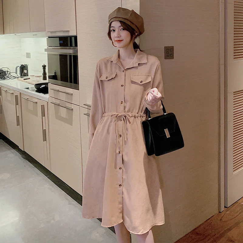 Autumn Women Solid Dress Casual Turn-down Collar Long Sleeve Party Dress Empire Pockets Knee-Length Vestidos Cute Clothing
Autumn Women Solid Dress Casual Turn-down Collar Long Sleeve Party Dress Empire Pockets Knee-Length Vestidos Cute Clothing