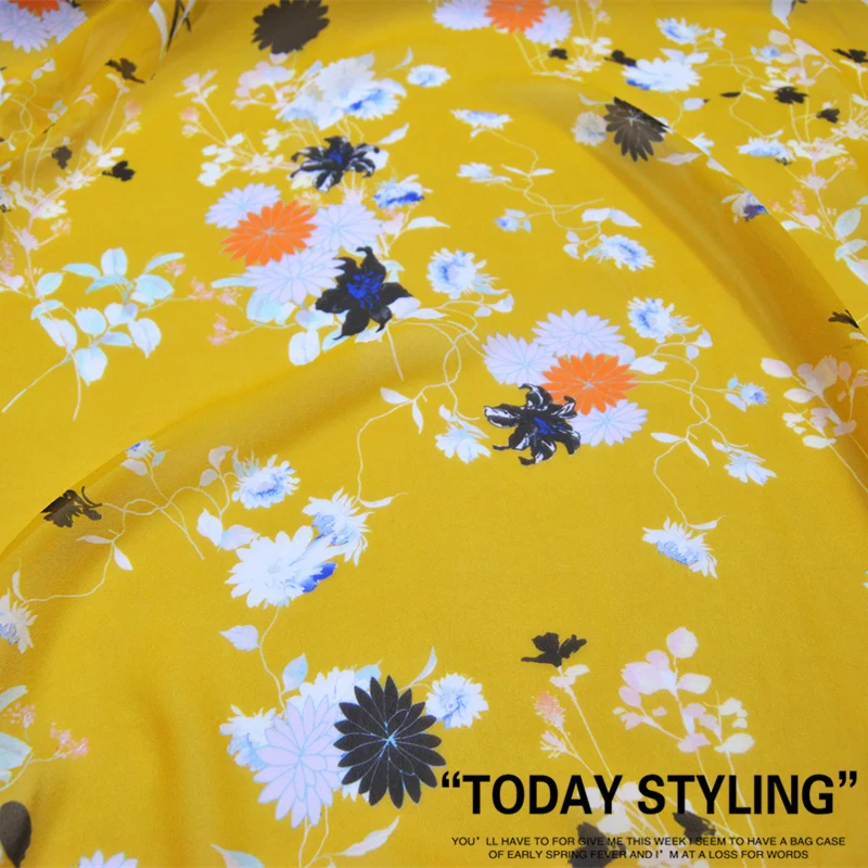 Silk Georgette Chiffon Fabric Dress Bright Yellow Flower Large Wide Clothing
Silk Georgette Chiffon Fabric Dress Bright Yellow Flower Large Wide Clothing