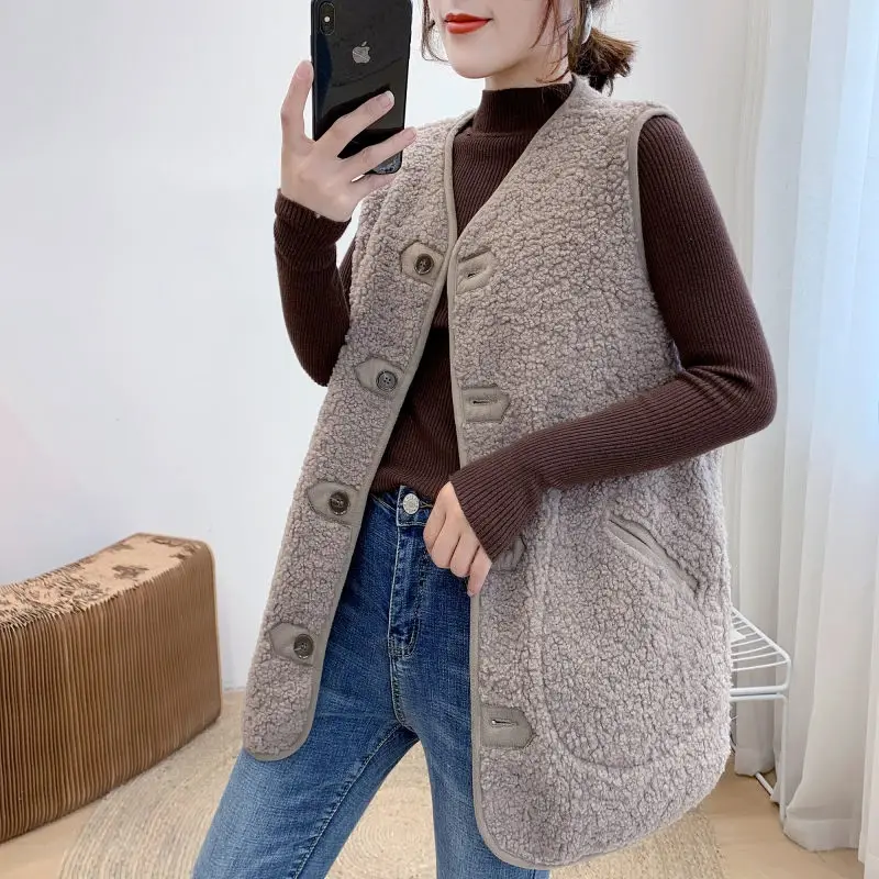 2023 Fashion Lamb Hair Vest Women's Clothing Spring Autumn Jackets Korean Sleeveless Female Coats Waistcoat Outerwear e317
2023 Fashion Lamb Hair Vest Women's Clothing Spring Autumn Jackets Korean Sleeveless Female Coats Waistcoat Outerwear e317