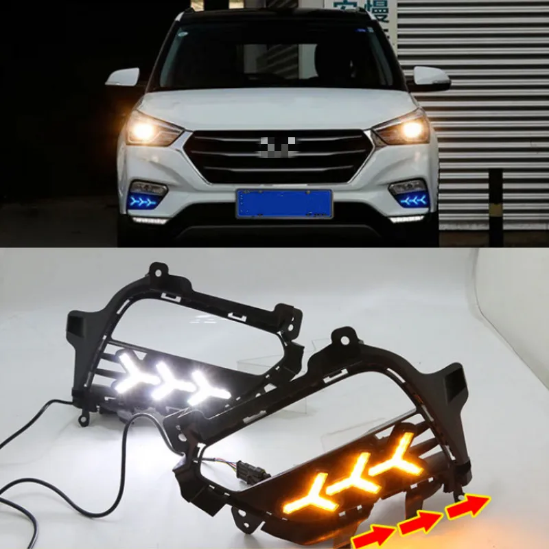 2 шт. DRL Светодиодный дневной светильник колпак противотуманных фар LED DRL с желтым сигнал поворота для Hyundai Creta IX25 2017 2018 2019 2020
2 шт. DRL Светодиодный дневной светильник колпак противотуманных фар LED DRL с желтым сигнал поворота для Hyundai Creta IX25 2017 2018 2019 2020