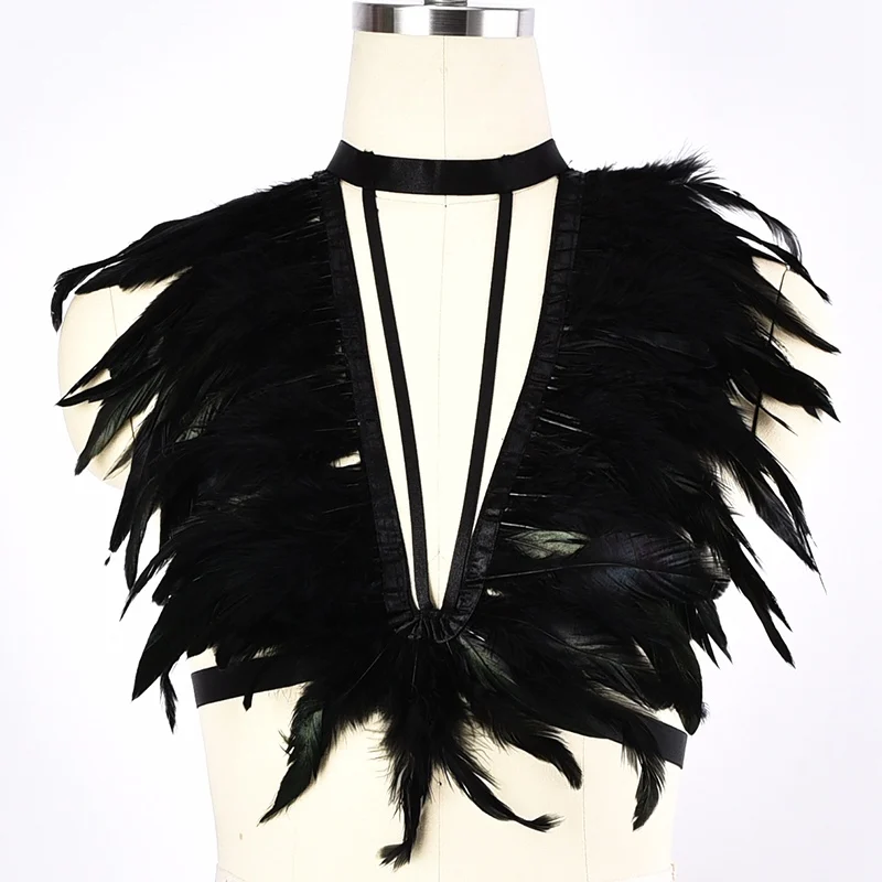 Wholesale Body Harness Belt Feather Shawl Sexy Bra Fetish Bondage Lingerie Women Body Cage Goth Rave Cage Bra Feather Harness
Wholesale Body Harness Belt Feather Shawl Sexy Bra Fetish Bondage Lingerie Women Body Cage Goth Rave Cage Bra Feather Harness