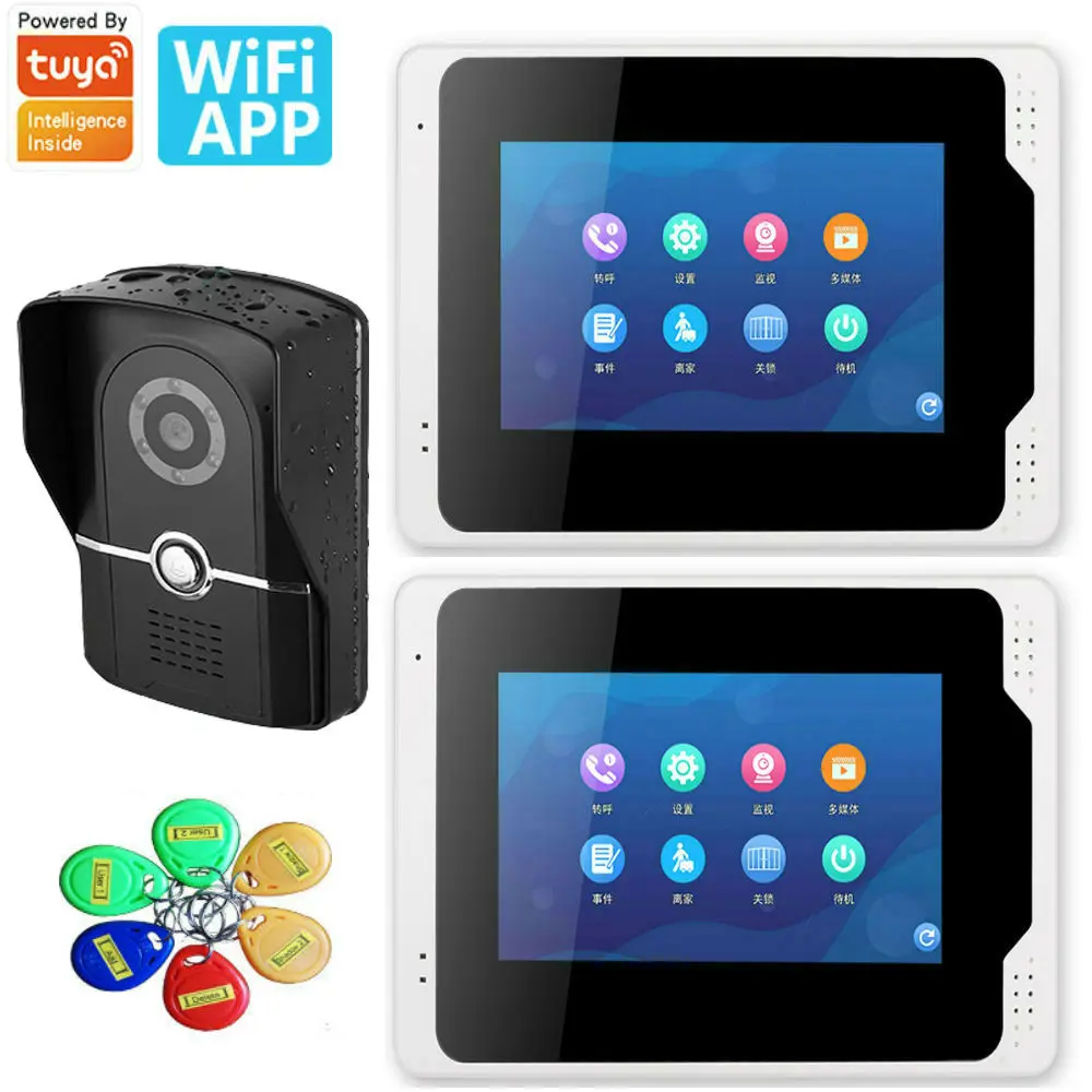 Tuya APP 7 inch Wired Wifi RIFD Card Video Door Phone Doorbell Intercom System with Door Access Control System
Tuya APP 7 inch Wired Wifi RIFD Card Video Door Phone Doorbell Intercom System with Door Access Control System