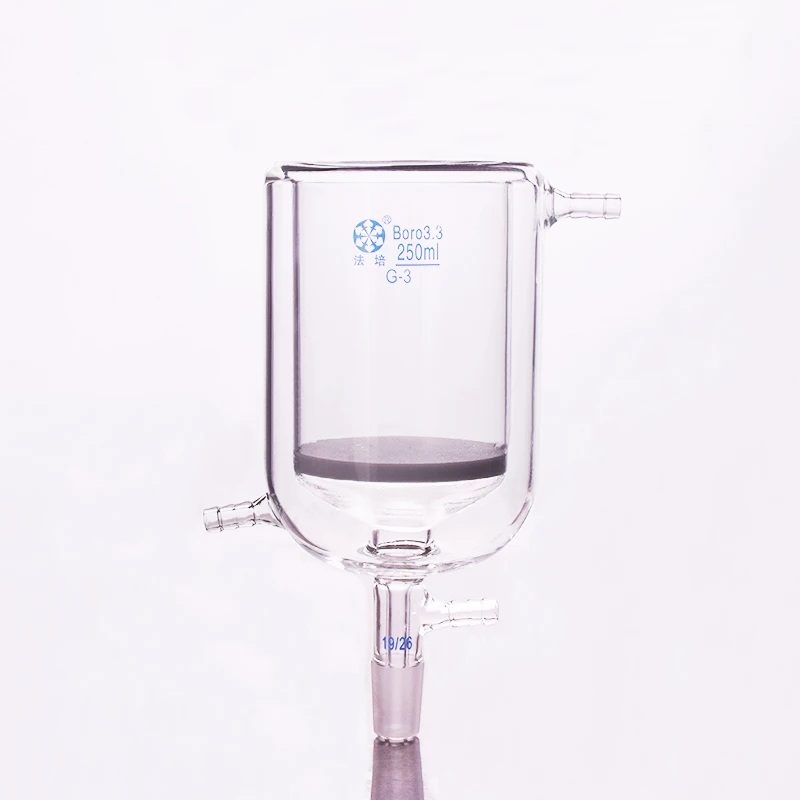Double deck sand core filter funnel,250ml,Joint 19/26,Jacketed glass sand plate bush funnel with ground joint,Filtration funnel
Double deck sand core filter funnel,250ml,Joint 19/26,Jacketed glass sand plate bush funnel with ground joint,Filtration funnel