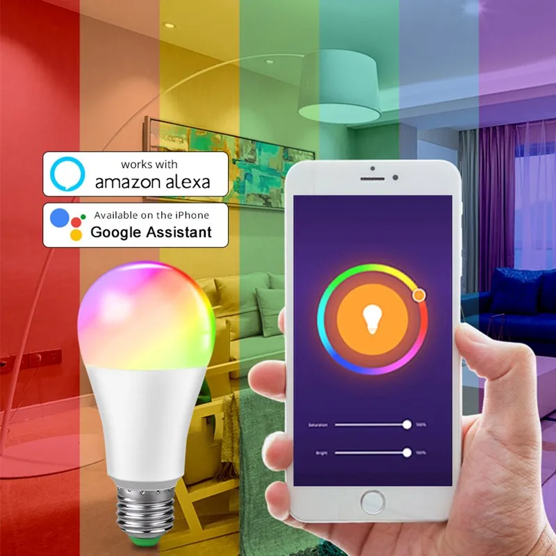 Умная Светодиодная лампа E27, меняющая цвет, с голосовым управлением, Alexa Google Assistant, 100 Вт, эквивалент 110 В переменного тока, 220 В
Умная Светодиодная лампа E27, меняющая цвет, с голосовым управлением, Alexa Google Assistant, 100 Вт, эквивалент 110 В переменного тока, 220 В