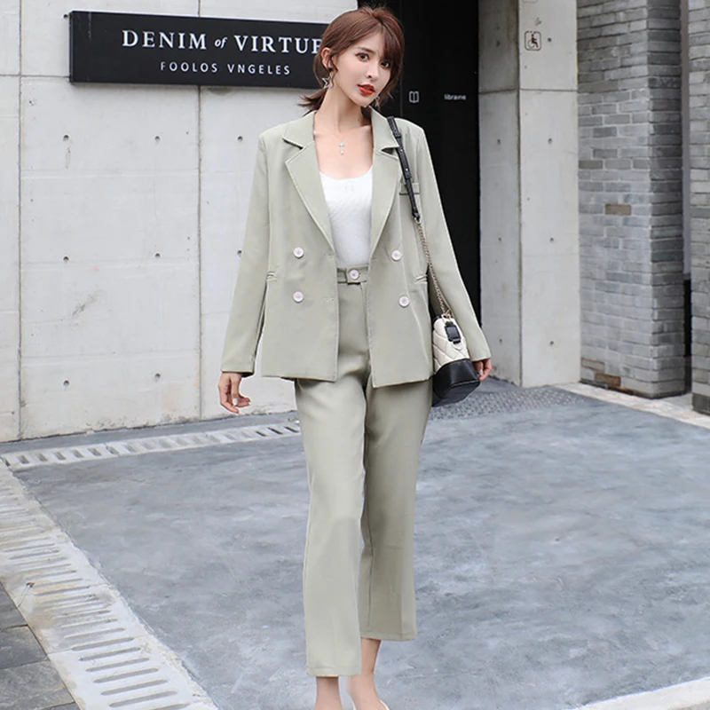 Women's Suits Blazer Solid Double Breasted Notched Collar Office Lady Blazers Set Slim Spring Autumn 2 Pcs Set for Female
Women's Suits Blazer Solid Double Breasted Notched Collar Office Lady Blazers Set Slim Spring Autumn 2 Pcs Set for Female