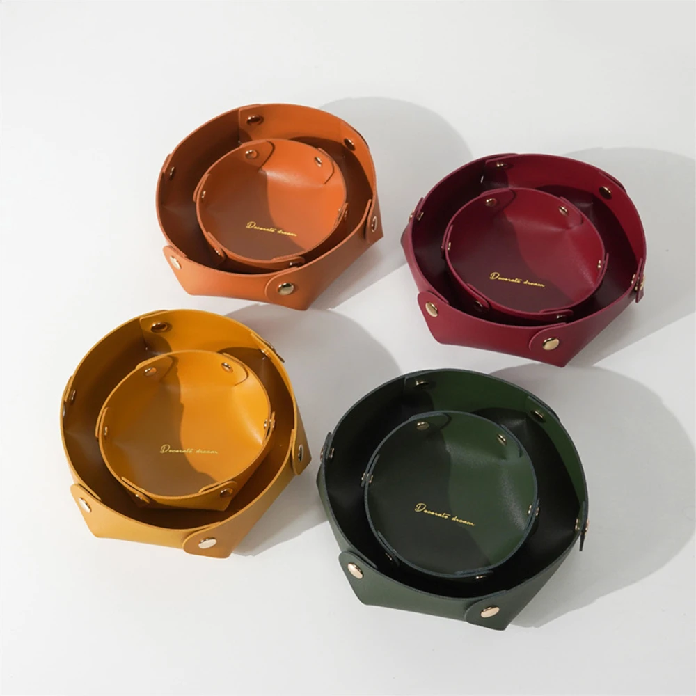 Round PU Leather Storage Box, Cosmetic Desktop Accessories, Key Coins Desk Organizer, Sundries Storage Plates, Home Storage Tray
Round PU Leather Storage Box, Cosmetic Desktop Accessories, Key Coins Desk Organizer, Sundries Storage Plates, Home Storage Tray