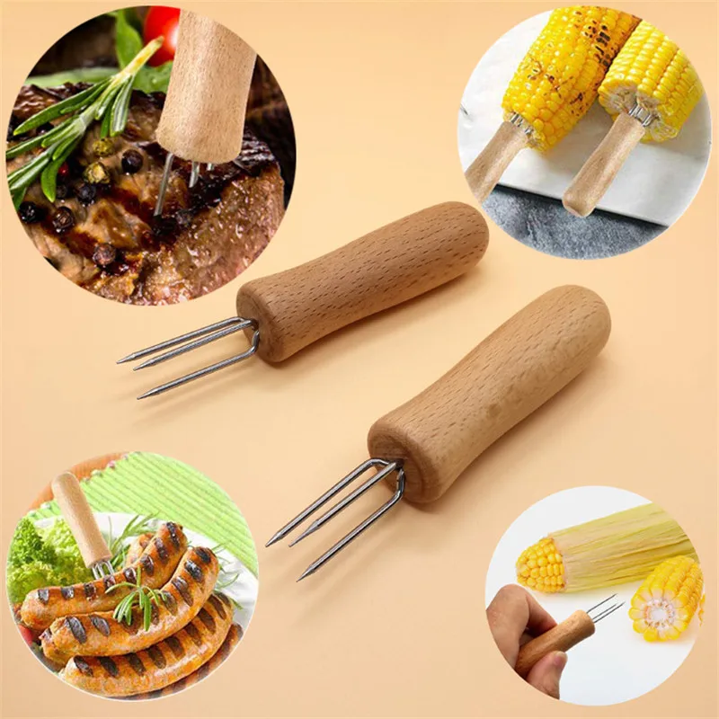 Stainless Steel Corn Cob Grip Holders Corn Forks with Wood Handle Fruit Holder Barbecue Grill Food Prongs Skewers Sticks
Stainless Steel Corn Cob Grip Holders Corn Forks with Wood Handle Fruit Holder Barbecue Grill Food Prongs Skewers Sticks