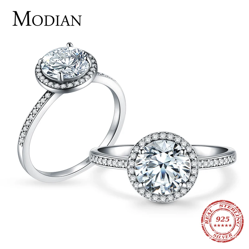 Modian Genuine 925 Sterling Silver Round Clear CZ Fashion Finger Ring Classic Jewelry For Women luxury Wedding Engagement Rings
Modian Genuine 925 Sterling Silver Round Clear CZ Fashion Finger Ring Classic Jewelry For Women luxury Wedding Engagement Rings