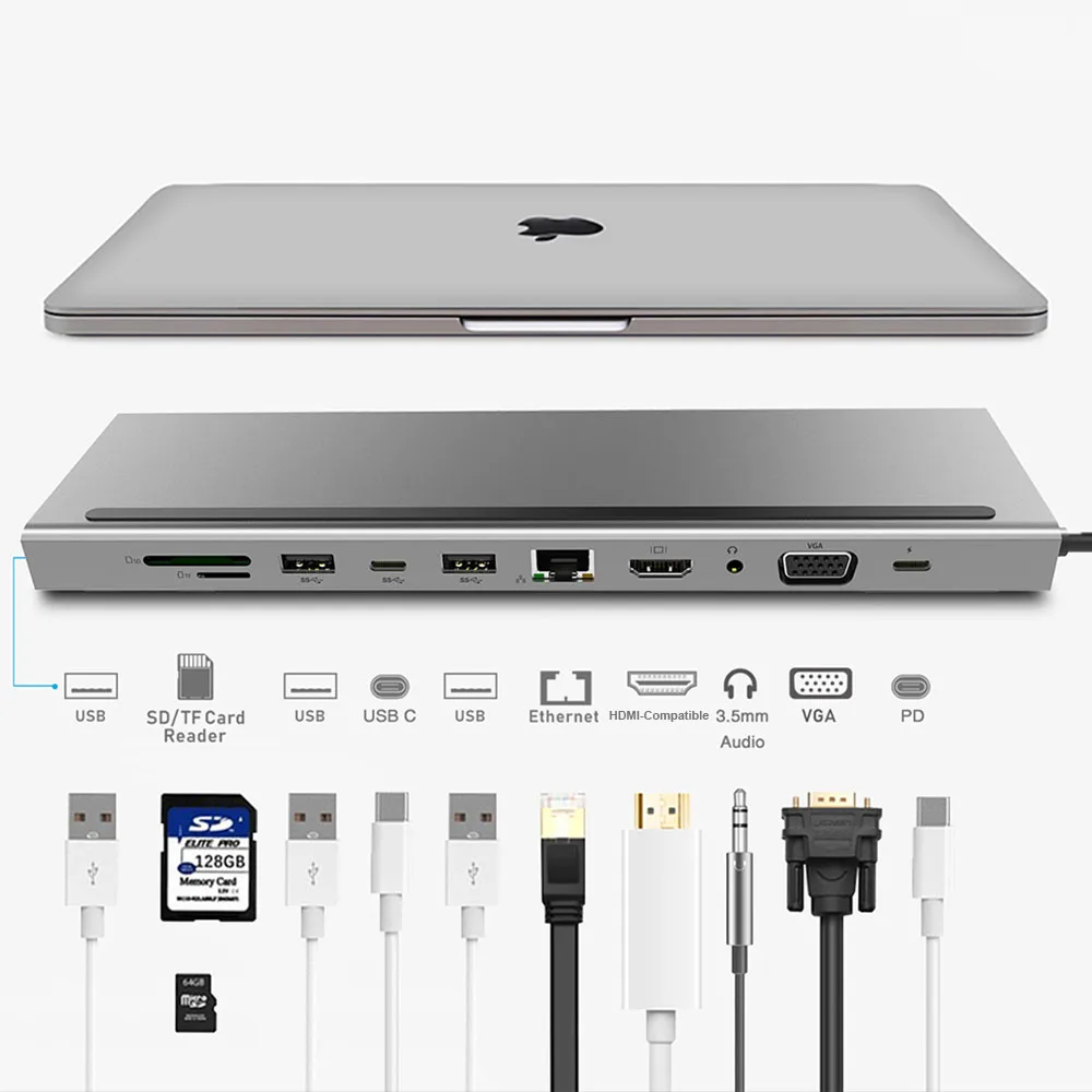 Док-станция 11 в 1 для ноутбуков usb-хаб, USB 3,0, Type-C/HDMI, VGA, RJ45, Ethernet, кардридер SD/TF, зарядка PD
Док-станция 11 в 1 для ноутбуков usb-хаб, USB 3,0, Type-C/HDMI, VGA, RJ45, Ethernet, кардридер SD/TF, зарядка PD