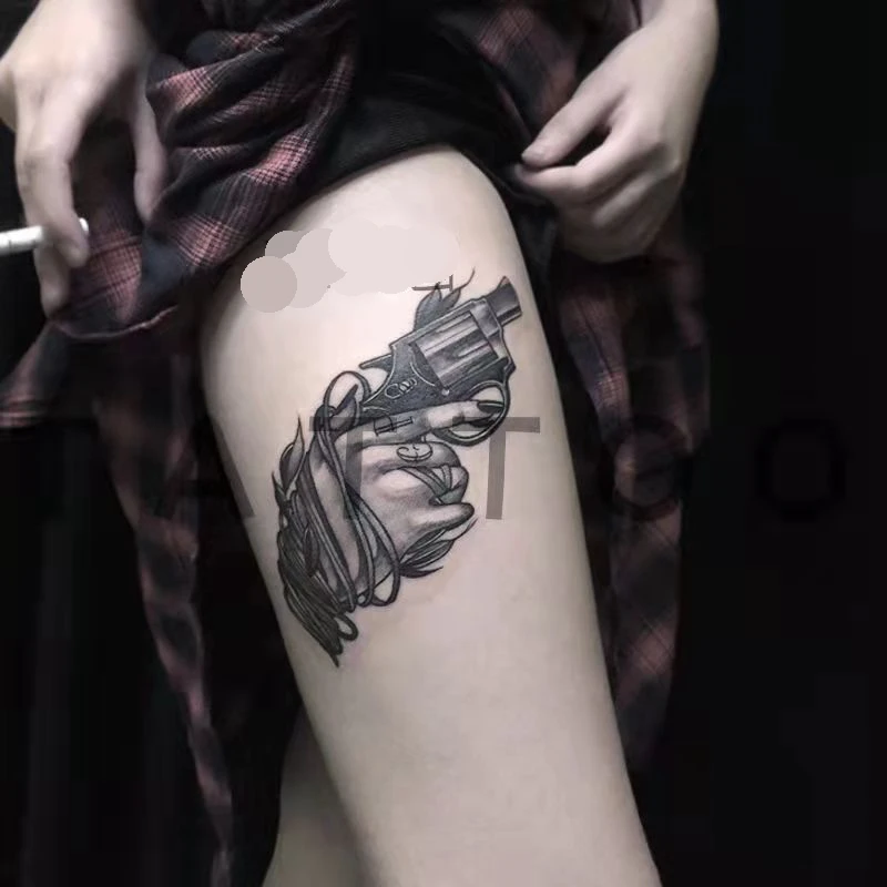 New Gun Gothic Temporary Tattoo Stickers Female Waterproof Long Lasting Sexy Art Fake Tattoo Dark Cool Thigh Arm Tattoo Stickers
New Gun Gothic Temporary Tattoo Stickers Female Waterproof Long Lasting Sexy Art Fake Tattoo Dark Cool Thigh Arm Tattoo Stickers