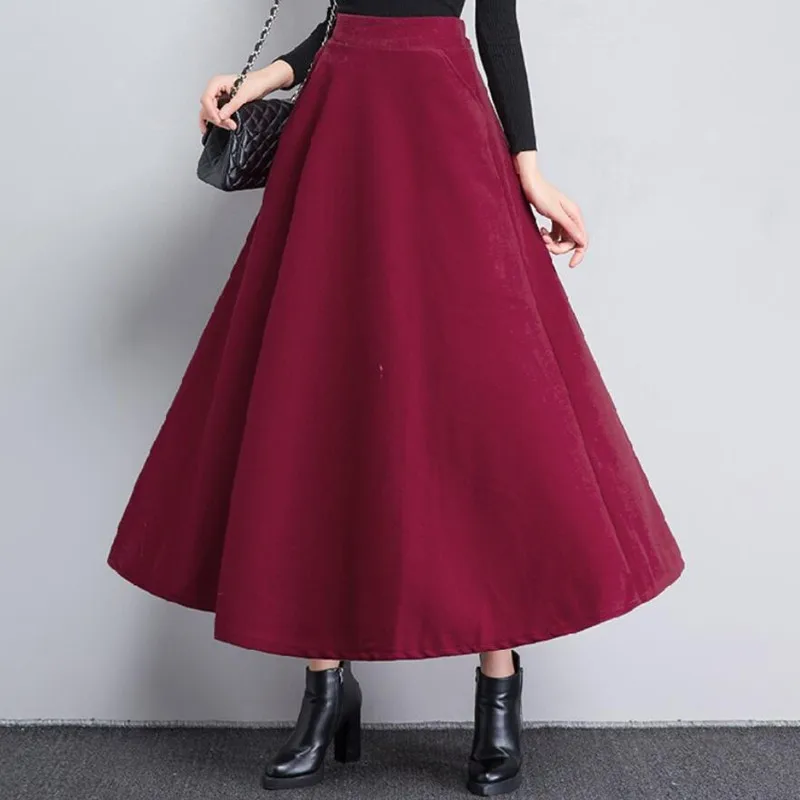 New Winter Long Woolen Skirt Women Fashion High Waist Basic Casual Thick Warm Elastic A-Line Maxi Skirts Faldas Mujer s1558
New Winter Long Woolen Skirt Women Fashion High Waist Basic Casual Thick Warm Elastic A-Line Maxi Skirts Faldas Mujer s1558
