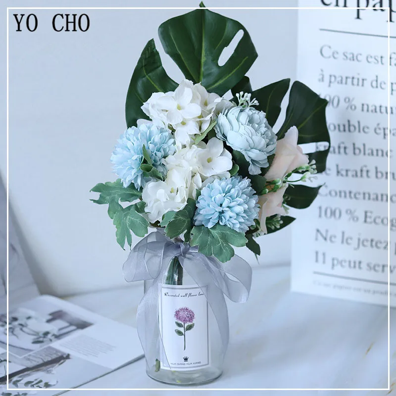 Свадебный букет YO CHO, искусственные цветы, шелковые розы, розовые помпоны гортензии, тропический эвкалипт, Пальмовые Листья, свадебные принадлежности 
Свадебный букет YO CHO, искусственные цветы, шелковые розы, розовые помпоны гортензии, тропический эвкалипт, Пальмовые Листья, свадебные принадлежности