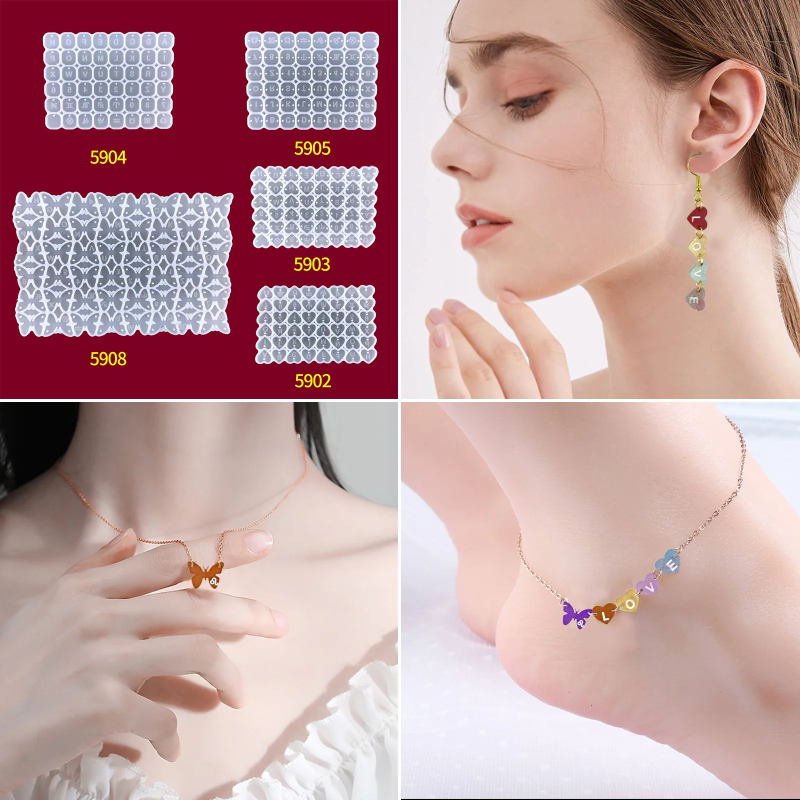 Love Earrings Silicone Mold DIY English Letters Love Earrings Jewelry Pendant Butterfly Constellation Bracelet Epoxy Resin Molud
Love Earrings Silicone Mold DIY English Letters Love Earrings Jewelry Pendant Butterfly Constellation Bracelet Epoxy Resin Molud