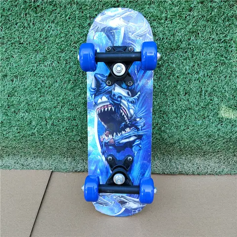 43cm Children Skateboard Maple Double Rock Skate Board Children's Patin Kids Skateboarding Cartoon Sticker Skates Kids Longboard