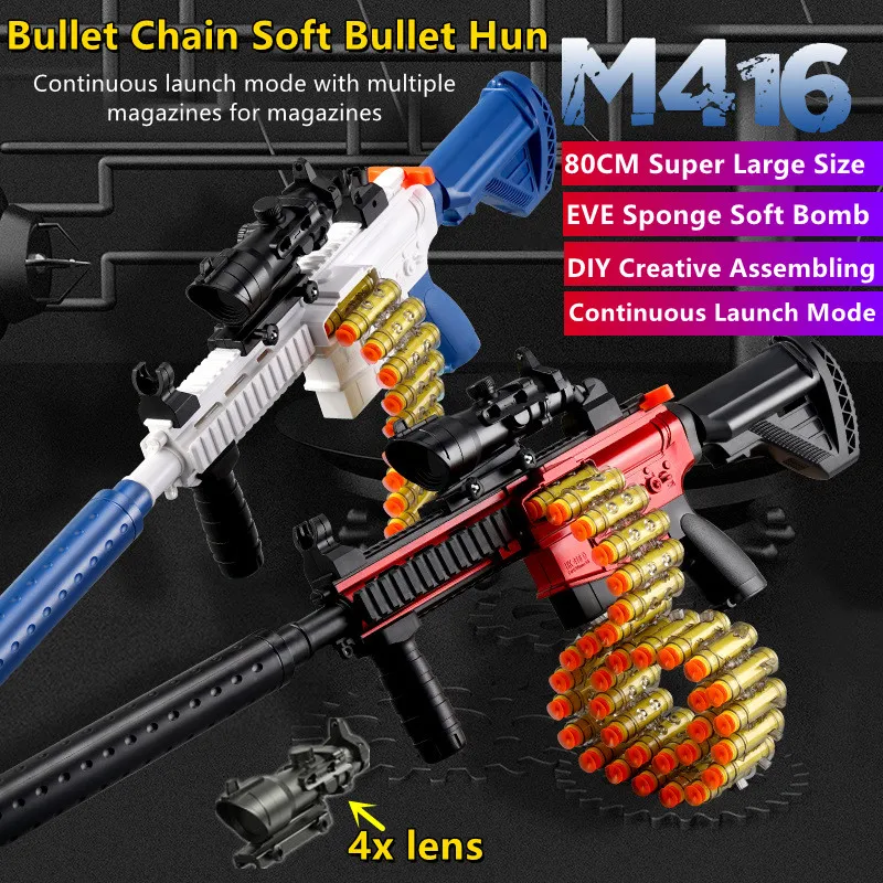 Manual Pull Bolt Continuous Launch M416 Soft Bullet Gun 80CM Accessories DIY Assembly 10M Range Submachine Gun Model Boys Gift
Manual Pull Bolt Continuous Launch M416 Soft Bullet Gun 80CM Accessories DIY Assembly 10M Range Submachine Gun Model Boys Gift