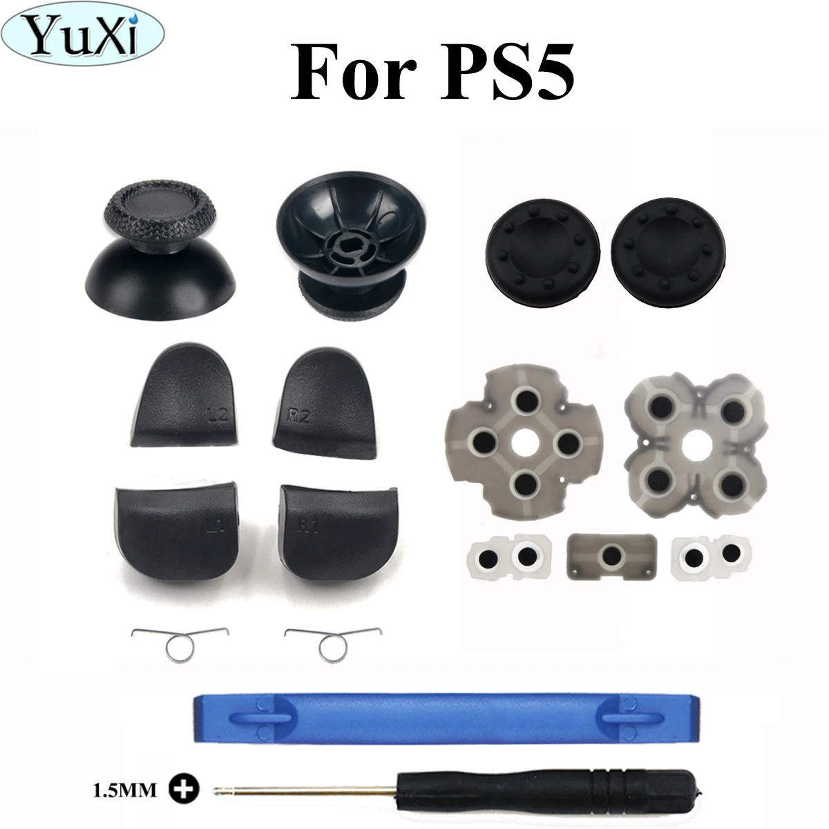 YuXi 3D Analog Sticks Silicone Conductive Pad For PS5 R1 R2 L1 L2 Spring Screwdriver Set for PS5 Repair Kits
YuXi 3D Analog Sticks Silicone Conductive Pad For PS5 R1 R2 L1 L2 Spring Screwdriver Set for PS5 Repair Kits
