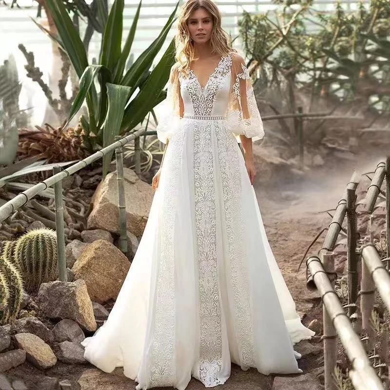 4228#Ivory Fairy Vintage Wedding Dresses 3/4 Sleeve Lace Wedding Gowns A Line Boho Bridal Dress Robe de Mariage China
4228#Ivory Fairy Vintage Wedding Dresses 3/4 Sleeve Lace Wedding Gowns A Line Boho Bridal Dress Robe de Mariage China