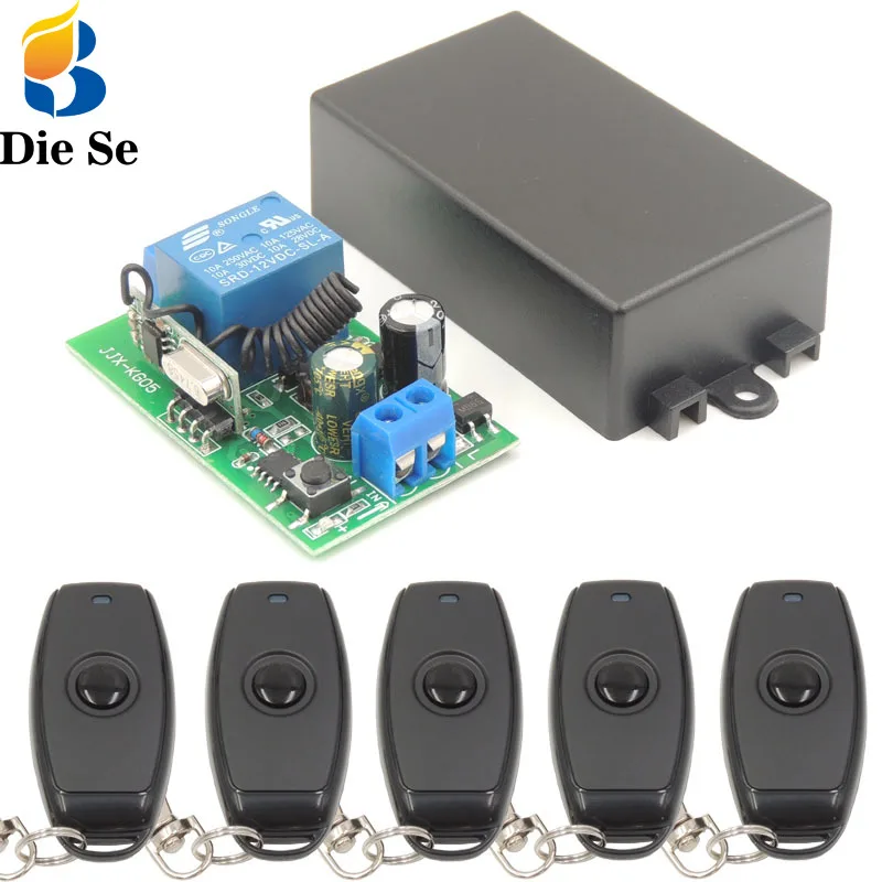 DieSe Newest 1 Button Universal Wireless Remote Control and 433Mhz AC 85~220V 1CH Relay Receiver Module For LED and Light Lamp
DieSe Newest 1 Button Universal Wireless Remote Control and 433Mhz AC 85~220V 1CH Relay Receiver Module For LED and Light Lamp