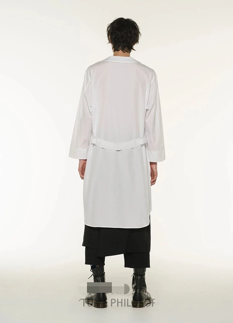 Men's Long Sleeve Shirt Spring And Autumn New V-Collar Long Belt Design Youth Fashion Trend Long Sleeve Plain Color Shirt 
Men's Long Sleeve Shirt Spring And Autumn New V-Collar Long Belt Design Youth Fashion Trend Long Sleeve Plain Color Shirt